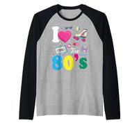 I Love The 80's Slogan, 80s-Themed Party Costume for Women Maglia con Maniche Raglan