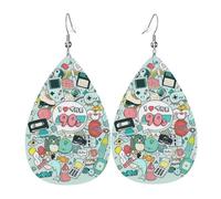 I Love The 90s Illustration Pattern orecchini, orecchini in pelle per donne, adatti per feste e uso quotidiano