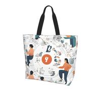 I Love The 90s Illustration Print Large Women Tote Bag,Elegante borsa a tracolla impermeabile da donna, borsa pieghevole da spiaggia da viaggio per lavoro, shopping, Nero , Taglia unica