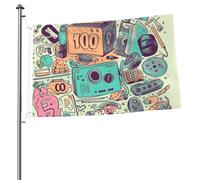 I Love The 90s Illustrazione Bandiera da giardino 2 x 3 Ft Outdoor Flag Banner Brezza Bandiera a prova di dissolvenza Bandiere per la casa Decorazione esterna interna