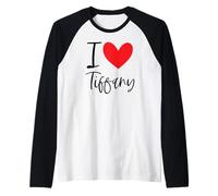 I Love Tiffany Nome Personalizzato Ragazza Donna BFF Amico Cuore Maglia con Maniche Raglan
