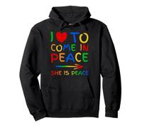 I Love To Come In Peace She Is Peace Funny Matching Couple Felpa con Cappuccio