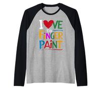 I Love To Finger Paint Funny Maglia con Maniche Raglan