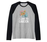 I Love To Garden - Annaffiatoio floreale Maglia con Maniche Raglan
