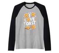 I Love Toast Pane Burro Colazione Divertimento Maglia con Maniche Raglan