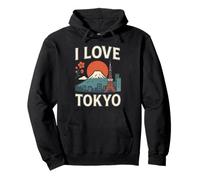 I Love Tokyo Giappone Monte Fuji Skyline Viaggi Estetica Felpa con Cappuccio