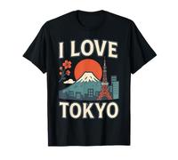 I Love Tokyo Giappone Monte Fuji Skyline Viaggi Estetica Maglietta