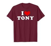 I Love Tony, Io Amo Tony Maglietta, Uomo, Bordeaux, M