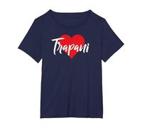 I Love Trapani Italia Italia Location Souvenir Maglietta, Donna Plus-Size, Navy, 2X