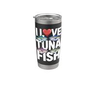 I love Tuna Fish Ocean Entusiast Design Bicchiere termico in acciaio inox doppia parete