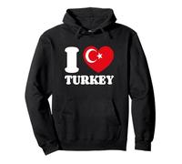 I Love Turkey Amo La Turchia Bandiera Turca Felpa con Cappuccio