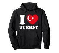 I Love Turkey Amo La Turchia Bandiera Turca Felpa con Cappuccio