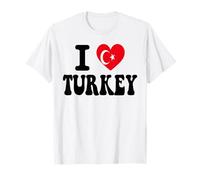I Love Turkey Bandiera Cuore Retro Viaggio Souvenir Maglietta