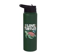 I Love Turtles Creatura Mare Amante dell'Oceano Stainless Steel Insulated Water Bottle