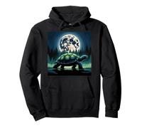 I Love Turtles Sea Costume Passeggiata Notte Cool Full Moon Trees Felpa con Cappuccio