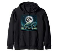 I Love Turtles Sea Costume Passeggiata Notte Cool Full Moon Trees Felpa con Cappuccio