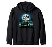 I Love Turtles Sea Costume Passeggiata Notte Cool Full Moon Trees Felpa con Cappuccio