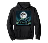 I Love Turtles Sea Costume Passeggiata Notte Cool Full Moon Trees Felpa con Cappuccio