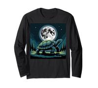 I Love Turtles Sea Costume Passeggiata Notte Cool Full Moon Trees Maglia a Manica