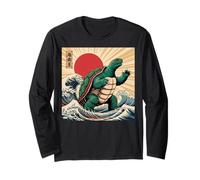 I Love Turtles Sea Retro Vintage Arte Giapponese Leggendaria Maglia a Manica