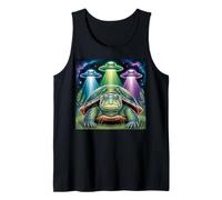 I Love Turtles Sea Selfie con UFO alieni Strana Tartaruga Canotta