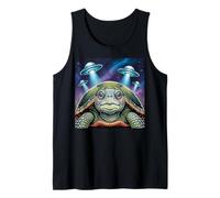 I Love Turtles Sea Selfie con UFO alieni Strana Tartaruga Canotta
