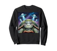 I Love Turtles Sea Selfie con UFO alieni Strana Tartaruga Felpa