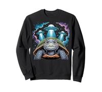 I Love Turtles Sea Selfie con UFO alieni Strana Tartaruga Felpa