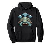 I Love Turtles Sea Selfie con UFO alieni Strana Tartaruga Felpa con Cappuccio