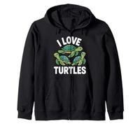 I Love Turtles - Simpatico motivo animali marini Felpa con Cappuccio