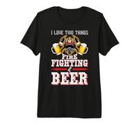 I Love Two Things Firefighting Beer Firefighter Fireman Maglietta Premium