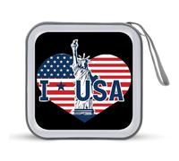 I Love U.S. - Custodia protettiva in plastica rigida con cordino per CD e DVD, per casa e auto, 40 CD, Stile:, Taglia unica