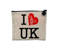 I Love UK - Astuccio in lino, motivo: viaggio Regno Unito, Inghilterra, Big Ben - Astuccio per trucco in tela, effetto lino, 15 x 10 cm, lino, 15 x 10 cm, Astuccio per il trucco