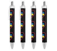 I Love Ukrainian - Penna a sfera retrattile a forma di cuore rosso, inchiostro blu, scrittura fluida con impugnatura comoda, forniture per ufficio, per uomini e donne, 4 pezzi come immagine 1