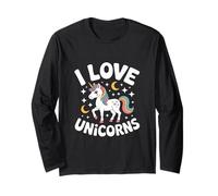 I Love Unicorns Creatura Magica Carino Maglia a Manica