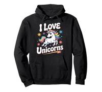 I Love Unicorns Fantasy Pastel Stars Felpa con Cappuccio