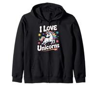 I Love Unicorns Fantasy Pastel Stars Felpa con Cappuccio
