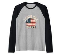 I Love USA Bandiera Americana Liberty Tribute Maglia con Maniche Raglan