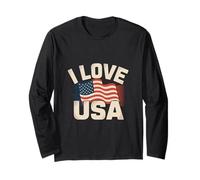 I Love USA Bandiera Americana Pride Freedom Maglia a Manica