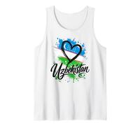 I Love Uzbekistan Viaggi Cuore Bandiera Art Vacation Design Canotta
