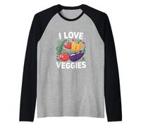 I Love Veggies Arte vegetale colorata Maglia con Maniche Raglan