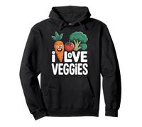 I Love Veggies Divertente Arte Vegetale Felpa con Cappuccio