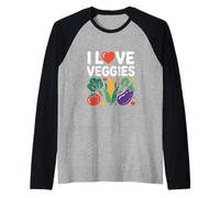 I Love Veggies - Simpatico design con verdure Maglia con Maniche Raglan