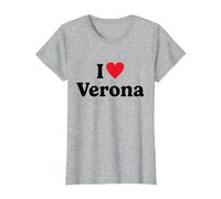 I Love Verona Maglietta, Donna, Grigio Melange, 3XL