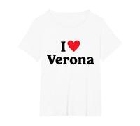 I Love Verona Maglietta, Donna Plus-Size, Bianco, 2X