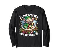 I Love Winter Christmas Sayings for French Bulldog Grandma Maglia a Manica