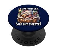 I Love Winter Sayings For Kitten Lover Cute Christmas Cat PopSockets PopGrip Adesivo