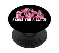I Love You A Latte Pink Buffalo Plaid Decor Valentines Gnome PopSockets PopGrip Adesivo