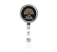I Love You All Class Dismissed Last Day of School Porta badge retrattile Reel Clip Porta carte d'identità per infermiere Studente Impiegato