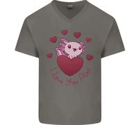 I Love You Alotl Valentines Giorno Axolotl Uomo Scollo A V Cotone T-Shirt